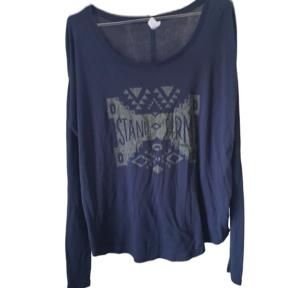 Bella Canvas Navy Blue Stand Firm Long Sleeve Top - Picture 1 of 2